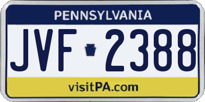 PA license plate JVF2388