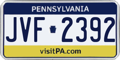 PA license plate JVF2392