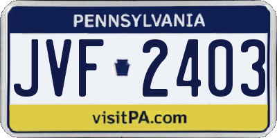 PA license plate JVF2403