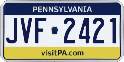 PA license plate JVF2421