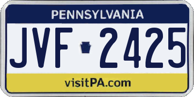 PA license plate JVF2425