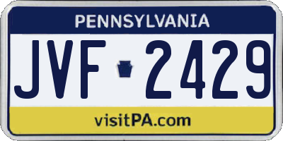 PA license plate JVF2429