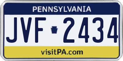 PA license plate JVF2434
