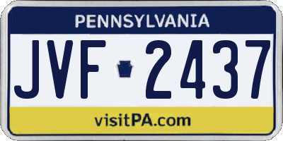 PA license plate JVF2437