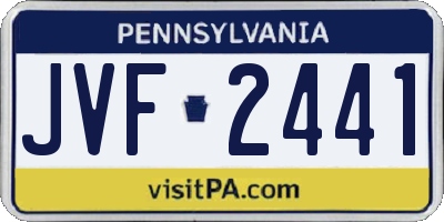PA license plate JVF2441