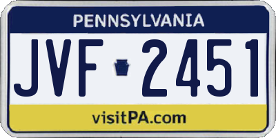 PA license plate JVF2451