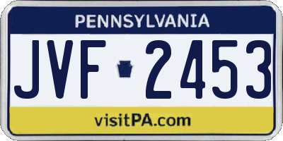PA license plate JVF2453