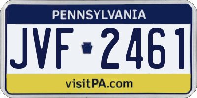 PA license plate JVF2461