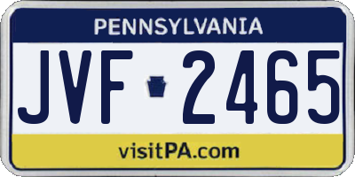 PA license plate JVF2465
