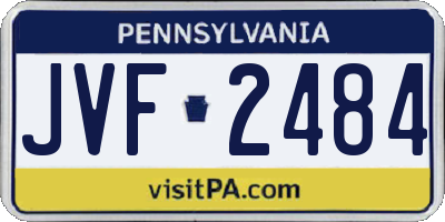 PA license plate JVF2484
