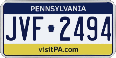 PA license plate JVF2494
