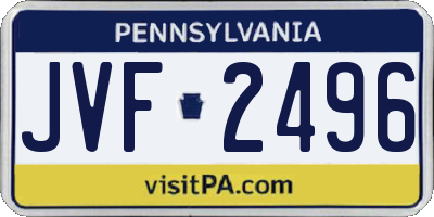 PA license plate JVF2496