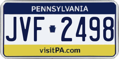PA license plate JVF2498
