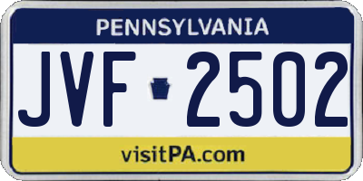 PA license plate JVF2502