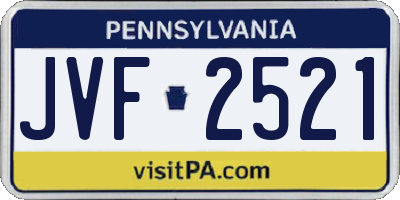 PA license plate JVF2521
