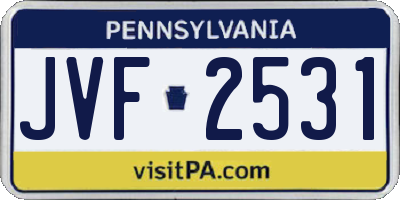 PA license plate JVF2531