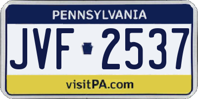 PA license plate JVF2537