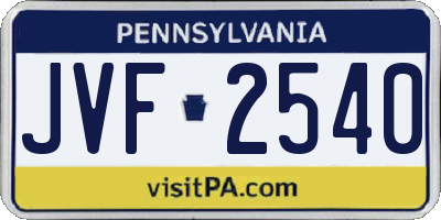 PA license plate JVF2540