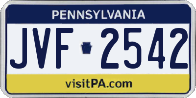 PA license plate JVF2542