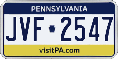 PA license plate JVF2547