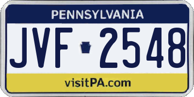 PA license plate JVF2548