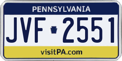 PA license plate JVF2551
