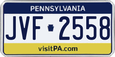 PA license plate JVF2558