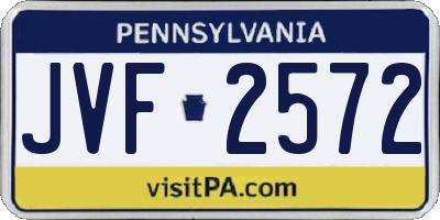 PA license plate JVF2572