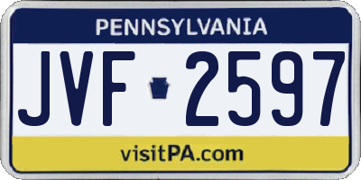 PA license plate JVF2597