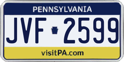 PA license plate JVF2599