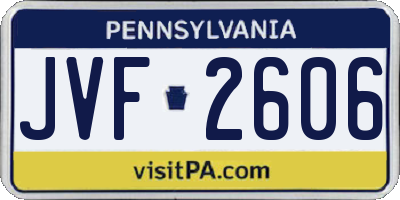 PA license plate JVF2606