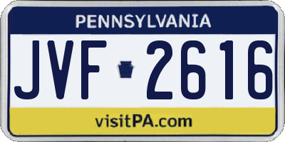 PA license plate JVF2616