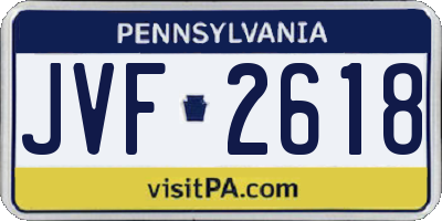 PA license plate JVF2618