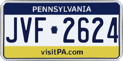 PA license plate JVF2624