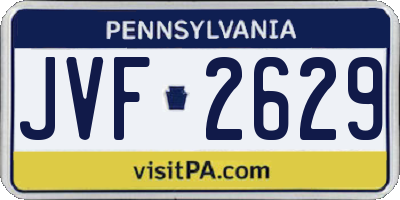 PA license plate JVF2629