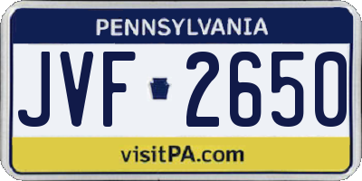 PA license plate JVF2650