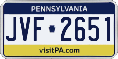 PA license plate JVF2651