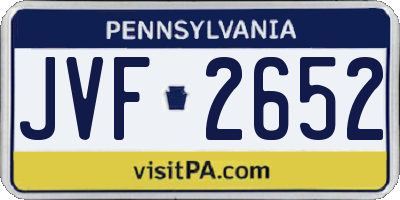PA license plate JVF2652