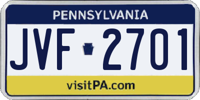 PA license plate JVF2701