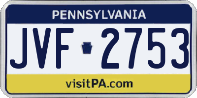 PA license plate JVF2753