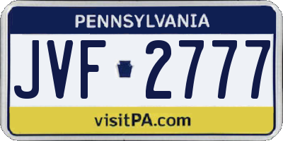 PA license plate JVF2777