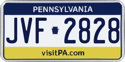 PA license plate JVF2828