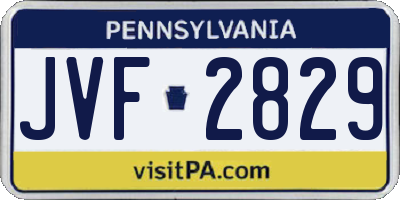 PA license plate JVF2829