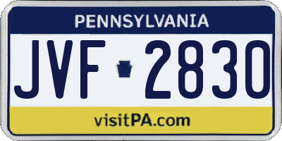 PA license plate JVF2830