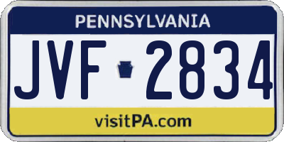 PA license plate JVF2834