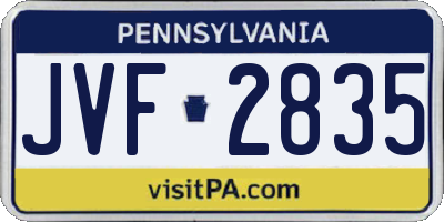 PA license plate JVF2835
