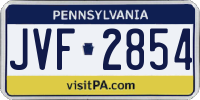 PA license plate JVF2854