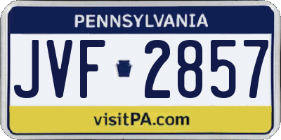 PA license plate JVF2857