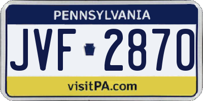 PA license plate JVF2870