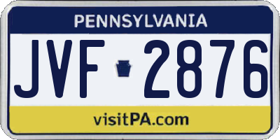 PA license plate JVF2876